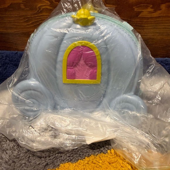 Disney Light Blue Cinderella Carriage Pouch with Yellow Highlights - Picture 2 of 7